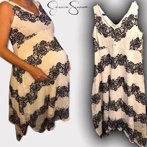 NWT Maternity Jessica Simpson Navy & White Dress M